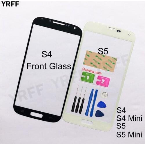 For Samsung Galaxy S4 i9500 S4 Mini i9192 S5 I9600 S5 Mini Front Glass Panel (No Touch Screen Digitizer Panel ) Outer Glass