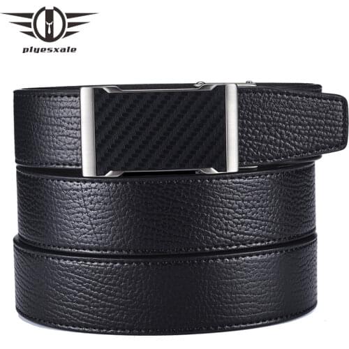 Plyesxale Mens Belts Luxury Cowhide Genuine Leather Belts For Men Brand Fashion Male Strap Automatic Buckle Ceinture Homme B17