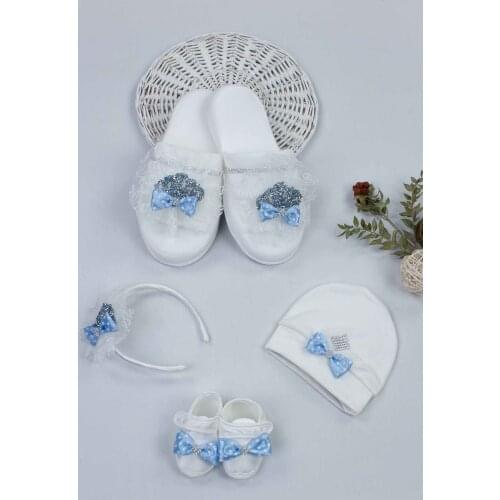 Blue Mom Boys Baby Pregnant Gift Suits Mom 36-40 size slippers crown Boy Babies Bandana Hat Booties Shoes Fashion Clothing model