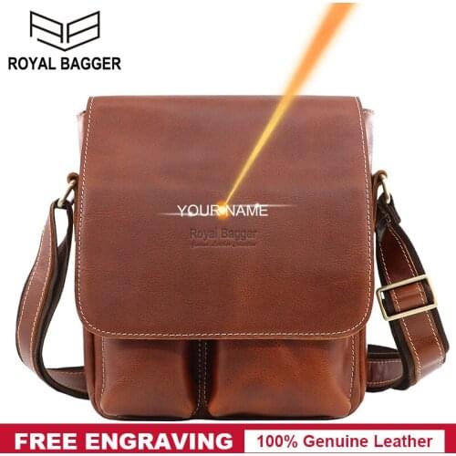 Royal Bagger Shoulder Bag for Man Messenger Sling Bags Men Real Genuine Cow Leather Retro Fashion Crossbody Pockets Business