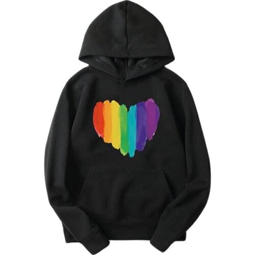 Harajuku Rainbow Heart Pride Lgbt Gay Lesbian Hoodies Streetwear Men/women Sweatshirt Autumn Winter Unisex Pullover Hoody