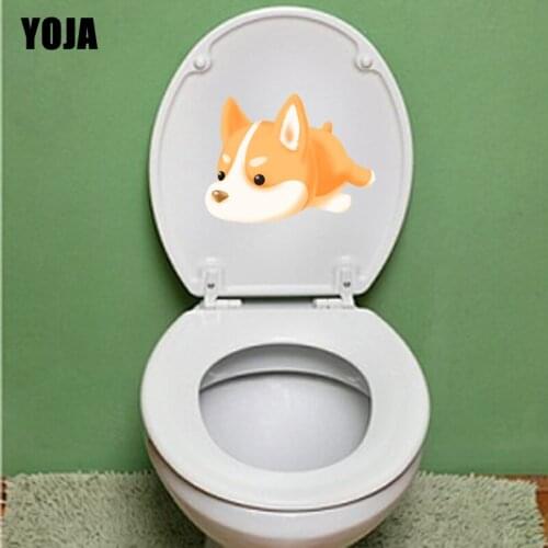 YOJA 21.9*16.8CM Happy Dog BedRoom Home Decor Wall Decal Toilet Sticker Cartoon Art T3-0496