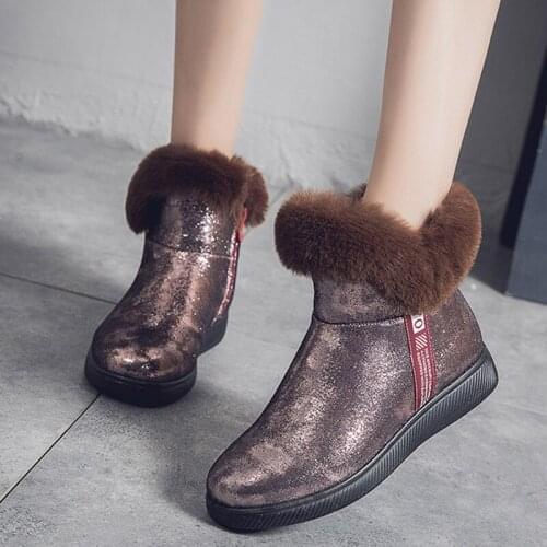Winter Women Boots Fashion Sequined Cloth Snow Boots Women Lightweight Keep Warm Ankle Boots Flat Cotton Shoes Women Botas Mujer
