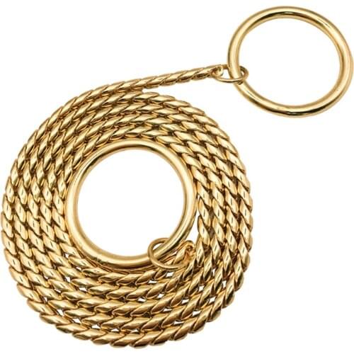 5mm Gold P dog Chain Snake Chain leashes Dog Harness Twisted Necklace Pet Show Training Choker Collars Dog Leash