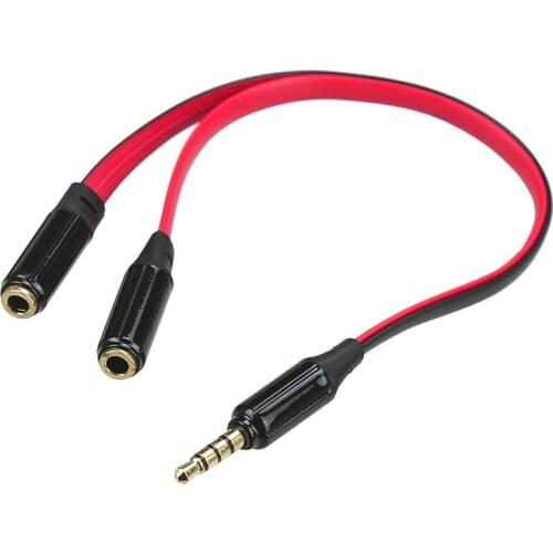 3.5mm Stereo Audio Y Splitter Cable Adapter Plug 4 pole Jack 1 to 2 Audio cable Y splitter 16cm