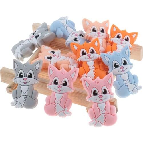 50pz Silicone Beads For Baby Teething Fox Teether Beads Silicone Chew Bead Pacifier Chain BPA Free Nurse Accessories Baby Goods