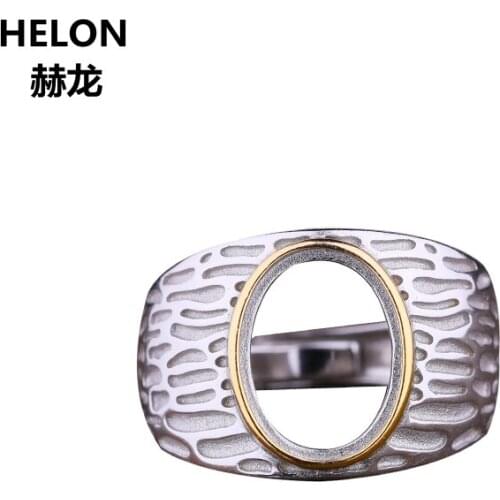 925 Sterling Silver Engagement Wedding Ring 10x13mm Oval Cabochon Semi Mount Ring fit Garnet Amber Turquoise Setting Wholesale