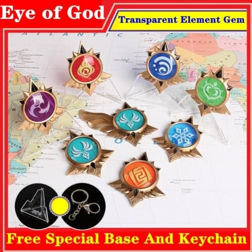 Anime Jewelry Game Genshin Impact Elemental Weapon Project Cosplay Gods Eye Props Tartaglia Resin Gem Figure Metal Keychain
