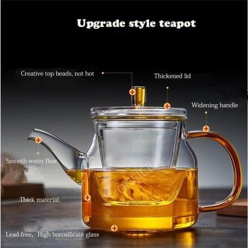 450ml Heat-resistant transparent glass teapot Built-in glass filter Chinese Kung Fu teapot Home drink Coffee maker