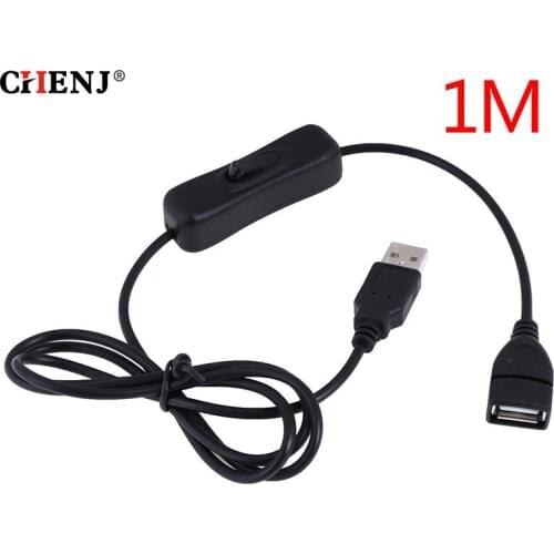 USB Cable Male to Female Switch ON OFF Cable Toggle LED Lamp Power 1M Line Black Electronics Date Converting