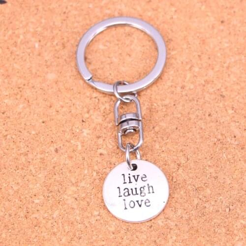 Fashion plates live laugh love keychain Pendant Key Rings Shoulder Bag Purse Car Accessories for Women Girl Kids Gift