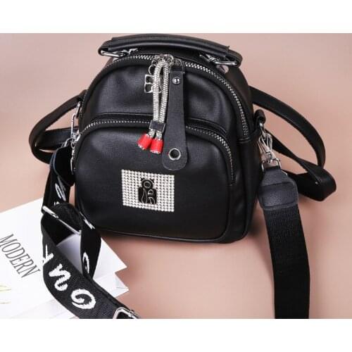 Soft Leather Backpack Female New Ins Street With Multi-layer Temperament Handbag Three-purpose Single Shoulder Messenger Bag