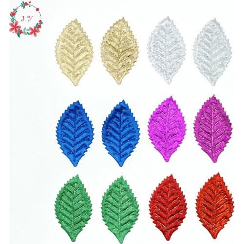 Set of 500pcs Metallic Leaf Felt leaves Appliques for DIY Sewing Supplies Craft Accessory 54mm*30mm