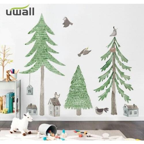 Large Fresh Christmas Tree Wall Stickers Self-Adhesive Paper Bedroom Home Decor Living Room Background Wall Porch Decoration