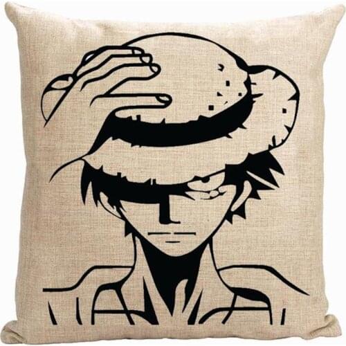 One Piece pillow cover, cute Japanese cartoon Animation One Piece Monkey D Luffy throw pillow cover