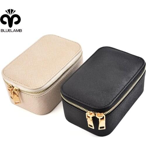 Jewelry Organizer Display Travel Jewelry Boxes Portable PU Leather Zipper Earring Necklace Ring Holder Zipper Small Jewelry Case