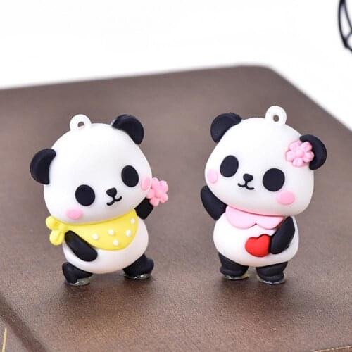 Cartoon Little Panda Pendant Cute Keychain Decoration Epoxy Living Room Office Desk Crafts Ornaments Home Decor