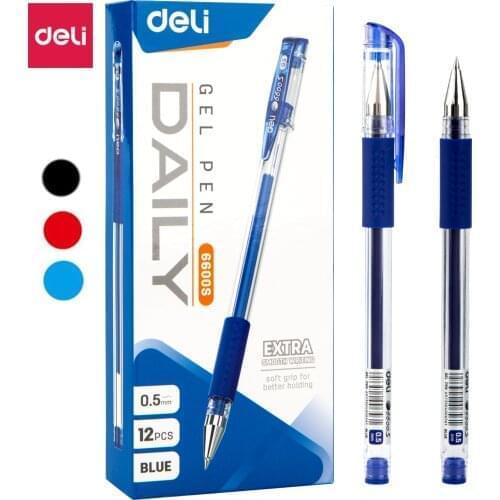 Deli Gel Pens Black Blue Red Color Gel Ink Pen Bullet Tip 0.5mm School Office Writing Supplies Stationery