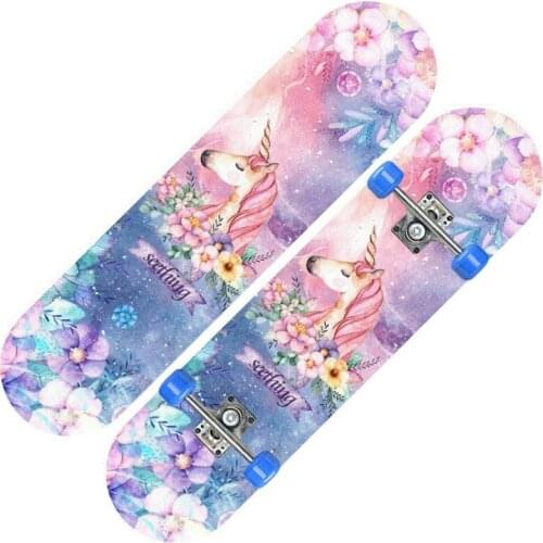 Skateboard Beginner Kids Cartoon Skateboard Maple Wood Deck Skate Board Outdoor Long Board Double Rocker Skateboard Child