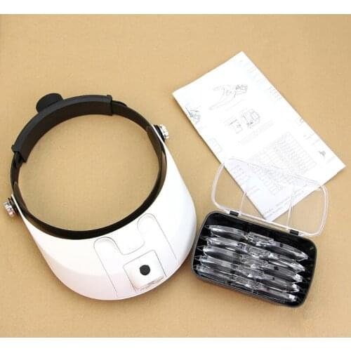 LED Lamp Light Headband Headset Head Jeweler Magnifier Magnifying Glass Loupe 896B