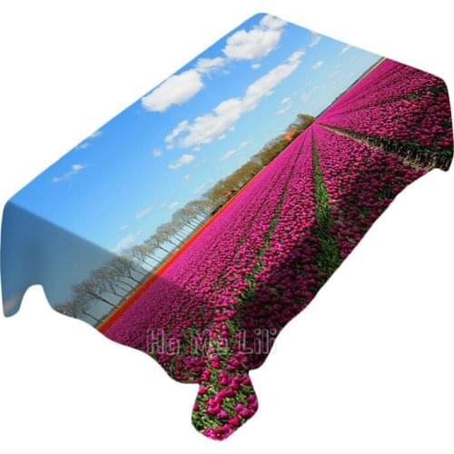 Tulip Rose Red Romantic Background Tablecloth Indoor And Outdoor Art Decoration