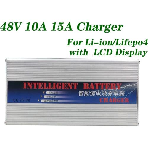 48V 10A 15A 13S 14S 48V Li-ion 16S 58.4V Lifepo4 Charger Curren Adjust LCD Display Lithium Ion Lipo Battery Fast Charge ebike