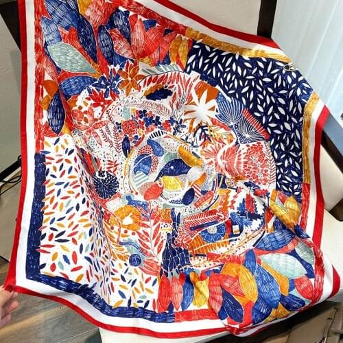 Luxury new fashion women scarf quality shawl silk fashion scarf headscarf beach sunscreen bag headscarf scarf 90cm*90cm foulard