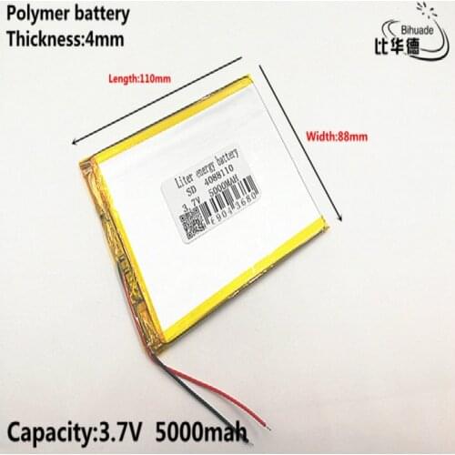 1pcs/lot 3.7V,5000mAH 4088110 (polymer lithium ion battery) Li-ion battery for tablet pc 7 inch 8 inch 9inch tablet PC MID