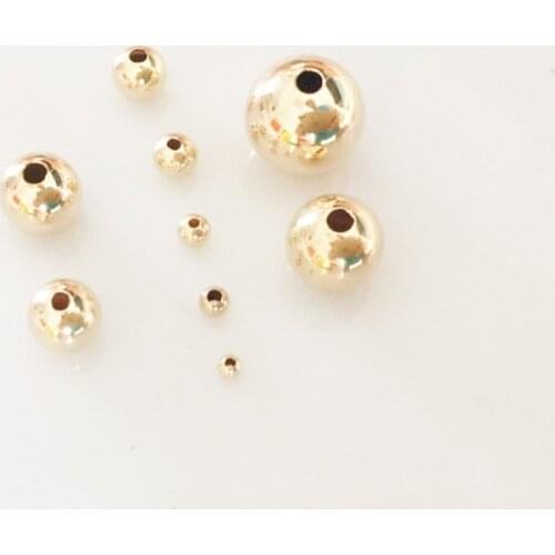 Gold filled Beads Copper high grade gold filled Ball round smooth Spacer round Beads for making Jewelry accessories 5-10mm 10pcs