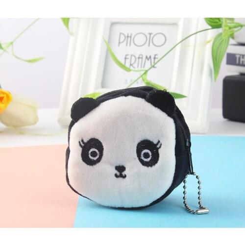 100PCS / LOT Kawaii Plush Coin Bag Cartoon Coin Purse Zipper Animal Square Coin Wallet Women Pouch Money Bag Wholesale