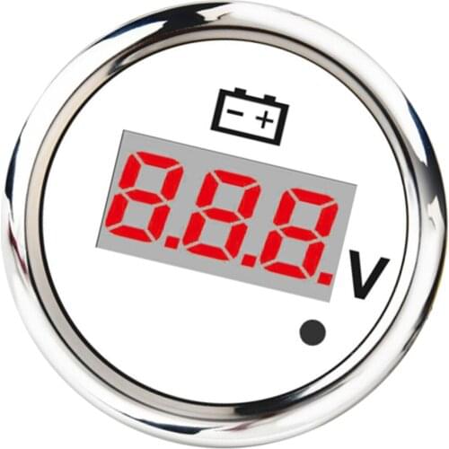 2 inch (52mm) Display Voltmeter Waterproof for Car Motorcycle Truck Boat Marine, White Dial