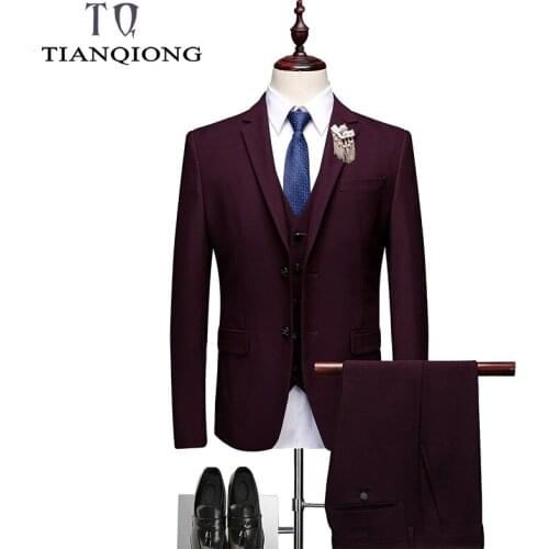 2019 Dark Green Purple Red Suits for Men Brand Spring Slim Fit Mens Party Dinner Prom Suits High Quality Wedding Suit for Men