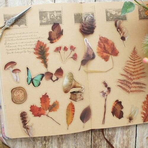 38pcs MIX Size Autumn Forest Style PVC Sticker Scrapbooking DIY Gift Packing Label Decoration Tag