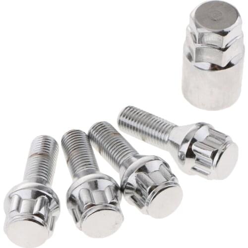 4 pieces M12X1.5 WHEEL LOCK Bolts Anti Theft Security + 1 KEY For Toyota, for Mitsubishi