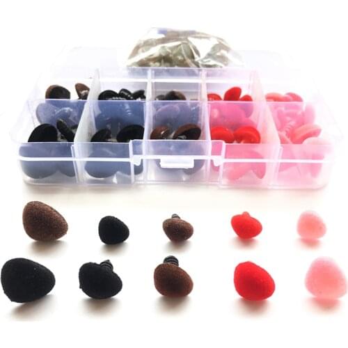 70pcs Animal Noses Bear Puppets Plush Doll Safety Toys Velvet Triangular Nose Set For DIY Handmade Craft Supplies