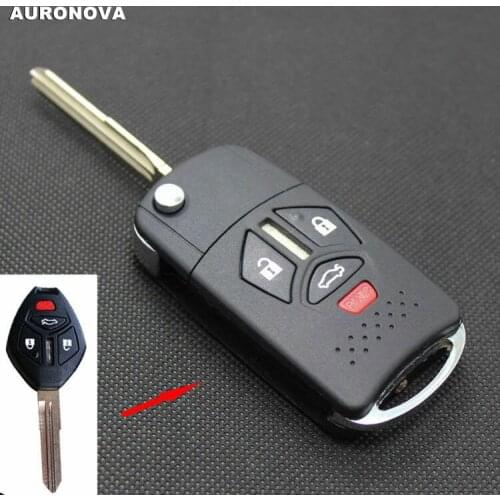 AURONOVA New Upgrade Flip Folding Key Shell for Mitsubishi Eclipse 3+1 Buttons Modified Remote Car Key Case