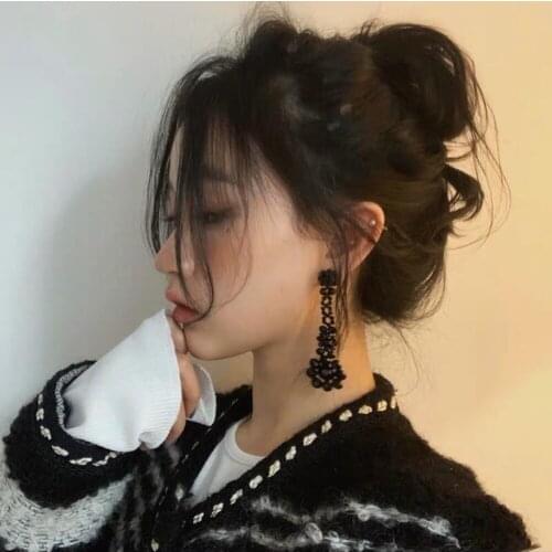 Bohemian Luxury Acrylic Resin Beaded Statement Earrings for Women Wedding Long Crystal Drop Dangle Earrings Fashion Jewelry 2019