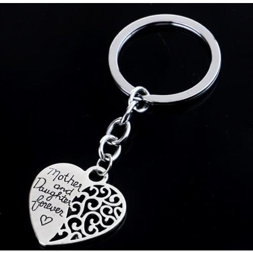 36PC Mother And Daughter Forever Half Hollow Heart Pendant Charm Keyrings Keychains Family Mom Daughter Christmas Gifts Jewelry