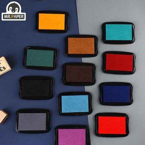 Mr Paper 12 Colors Vintage Style Handmade DIY Craft Oil Based Ink Pad for Fabric Wood Paper Scrapbooking Ink pad Finger Painting