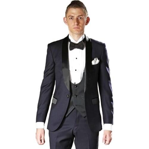 Black Mans Suit For Wedding Evening Dress Prom Dresses Business Suit Party Suit 3 Piece Suits вечернее платье(Jacket+Pants+Vest)