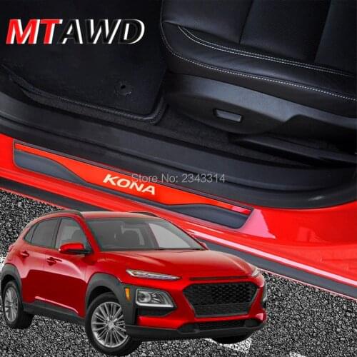 For Hyundai Kona Electric 2017-2020 Accessory Stainless Door Sill Kick Scuff Plate Guard Pedal Protector Trim Cover Car Styling