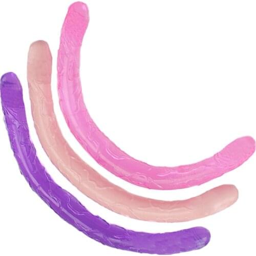 17 Inch Long Flexible Jelly Double Dildo Women Vagina Anal Stimulate Double Ended Dildo Lesbian Penis Sex Products No Vibration
