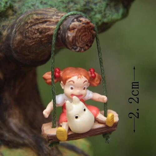 Action Figure random Swing Girl Totoro Miniature Fairy Garden Home Houses 2.2cm PVC Mini Micro decoration Doll Model Anime