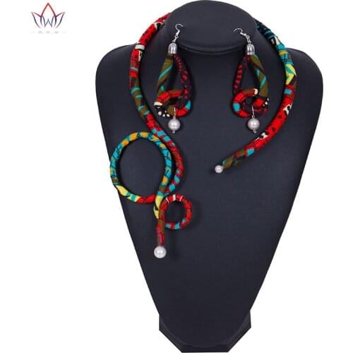 Hot African jewelry set for women Pendant Necklace Hoop Earrings Wedding Party necklace set wedding jewelry sets earrings WYB447