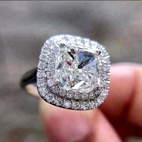 Huitan Elegant Cushion Cut Cubic Zirconia Women Wedding Rings Brilliant Female Finger Ring Party Anniversary Gift Luxury Jewelry