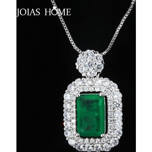 JoiasHome Tendy 925 Silver Woman Necklace with Emerald Gemstone Wedding Party Jewelry for Women Fashion Gifts Wholesale