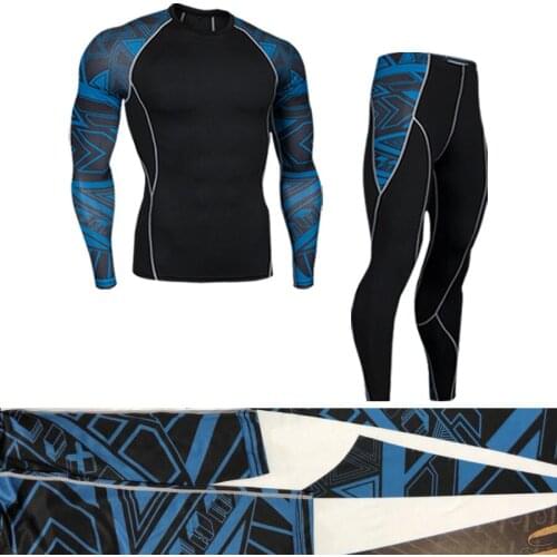 MMA Boxing Compression Pants Quick Dry Skinny Running Tights Men Fitness Sport GYM Exercise Trousers Muay Thai Elastic Mens set