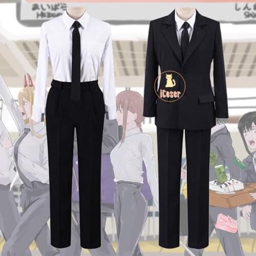 Anime Chainsaw Man Devil Hunters Uniform Suit Kobeni Higashiyama Makima Cosplay Costume Power Denji Aki Black Outfit Party Suit