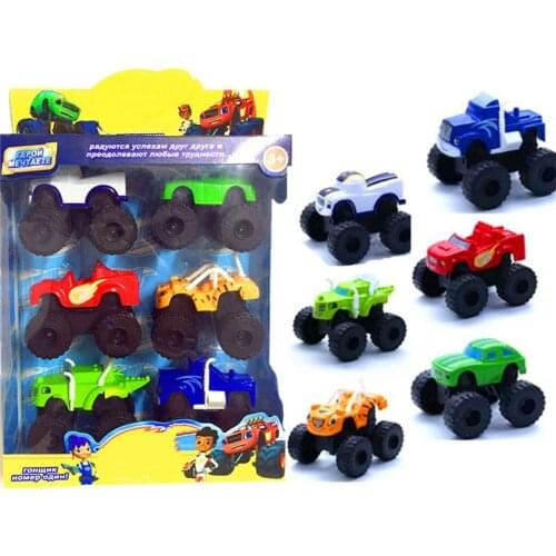 6pcs/Set Monster Machines Car Toys Russian Miracle Crusher Truck Blaze Vehicles Figure Toys For Children Birthday Xmas Gifts