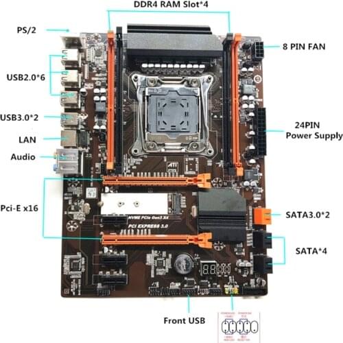2011 V3 Computer Motherboard X99 ECC SATA 3.0 M.2 NVME SSD USB 3.0 DDR4 Memory